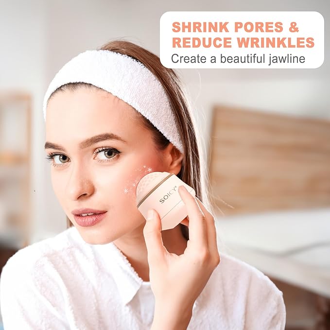 Leeshine Ice Roller Ball for Face and Eyes - Facial Skin Care Tools with a Large Roller and Carry Case Self Care Gift.Men Women (S50-Pink)-GlimoraGlow