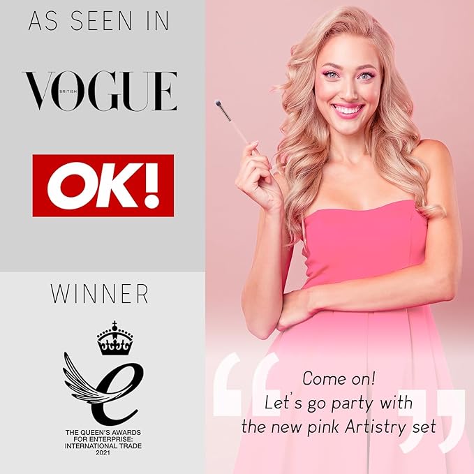 Niré Beauty 15piece Award Winning Pink Makeup Brushes: Pink Makeup Brush Set with Case, Makeup Sponge, Brush Cleaner, Guide, Gift Box-GlimoraGlow