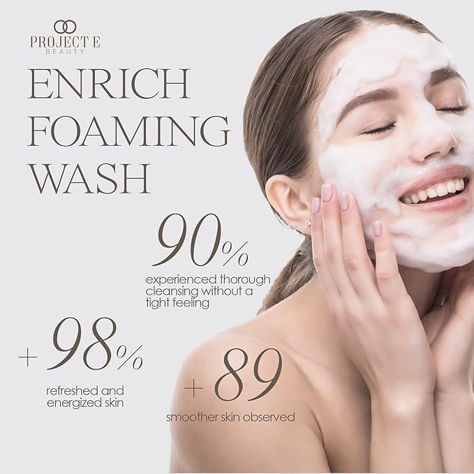 Project E Beauty Enrich Foaming Wash Gentle Cleansing | Moisturizing Daily Face Cleanser | Removes Dirt & Excess Oil | Brightens Skin | Hydrating Formulation | Clear & Smooth Skin | 150ml-GlimoraGlow