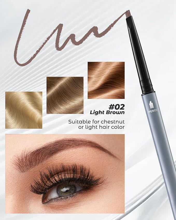 12Pcs Microblading Eyebrow Pencils Light Brown Waterproof Eye Brow Pencil w/Eye Brow Razor & Scissors Kit 0.5mm Ultra-Fine Tip Creates Hair-Like Strokes for Women Effortless Natural Brows-GlimoraGlow