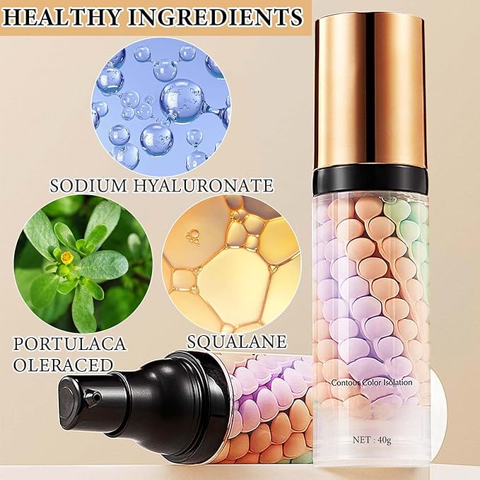 1 Pcs One Step Color Corrector,Natural Isolation Cream,Face Primer Makeup Tricolor Tinted Moisturizer,Oil Control & Moisturizing Skin Tone Correcting and Brightening Primer Concealer Foundation-GlimoraGlow