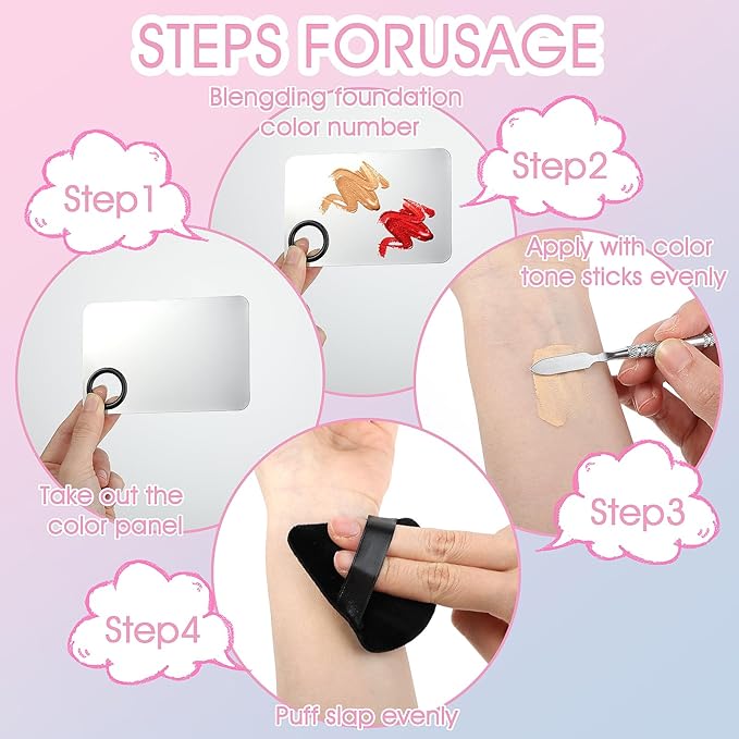 10-in-1 Makeup Spatula and Powder Puff Set with Professional Cosmetic Palette Triangle Puff for Eye Shadow Spatula Facial Cosmetic Makeup Tool for Eyelashe Body-GlimoraGlow