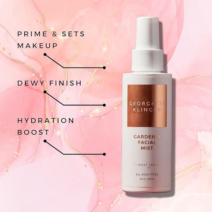 Georgette Klinger Gardenia Facial Mist - Collagen-Infused Face Spray, Long-Lasting Makeup, Hydration for Dewy and Smooth Skin, Anti Aging for All Skin Types- 4.2 oz-GlimoraGlow