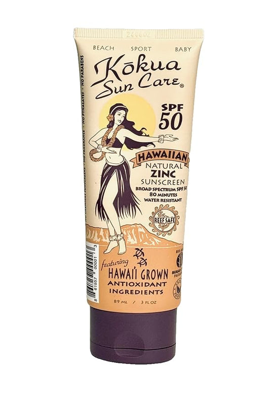 Kokua Sun Care SPF 50/80 Lotion Hawaiian Reef Safe Non Nano Zinc Oxide Sunscreen for Face & Body, Moisturizing Sun Protection Cream, Mineral Water Resistance, Cruelty Free, Natural Vegan Formula-GlimoraGlow