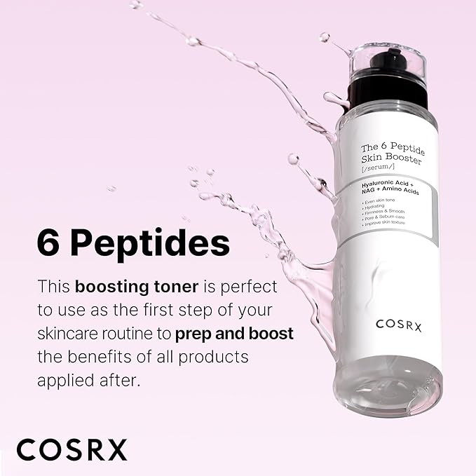 COSRX 6X Peptide Collagen Booster Toner Serum 150mL/5.07 Fl.Oz, Skin Renewal Boosting Facial Essence, Niacinamide & Hyaluronic Acid for All Skin Types, Korean Skincare, Paraben Free-GlimoraGlow