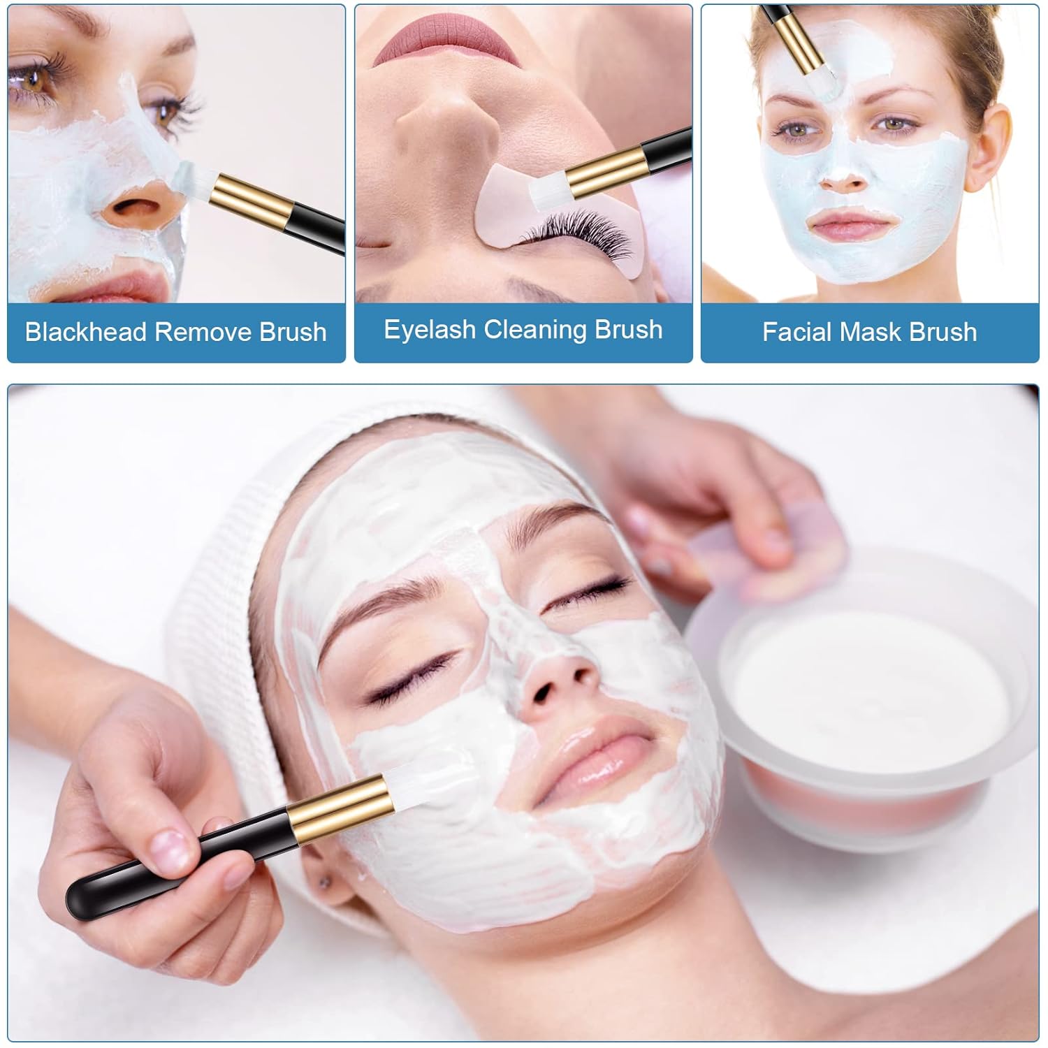 Homicozy 40 Pcs Lash Shampoo Bottle Brushes & Dispensers Set - 10 Pcs Lash Brushes, Tubes & Aftercare Bag for Clients, Women, Girls (Black)-GlimoraGlow