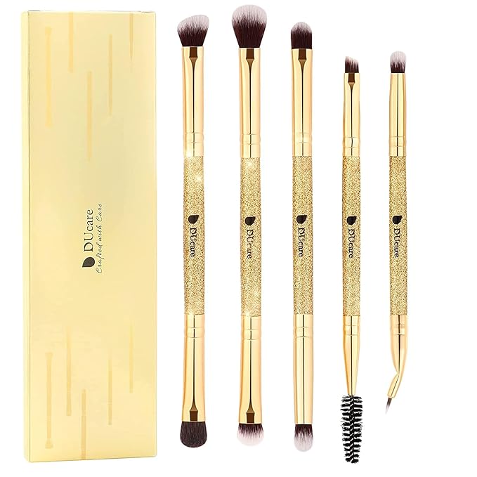 DUcare Eyeshadow Brushes Set Duo End Eye Makeup Brushes Professional Eyeshadow Brush set 5Pcs Travel Concealer Eyebrow Eyelash Eye Liners Blending-GlimoraGlow
