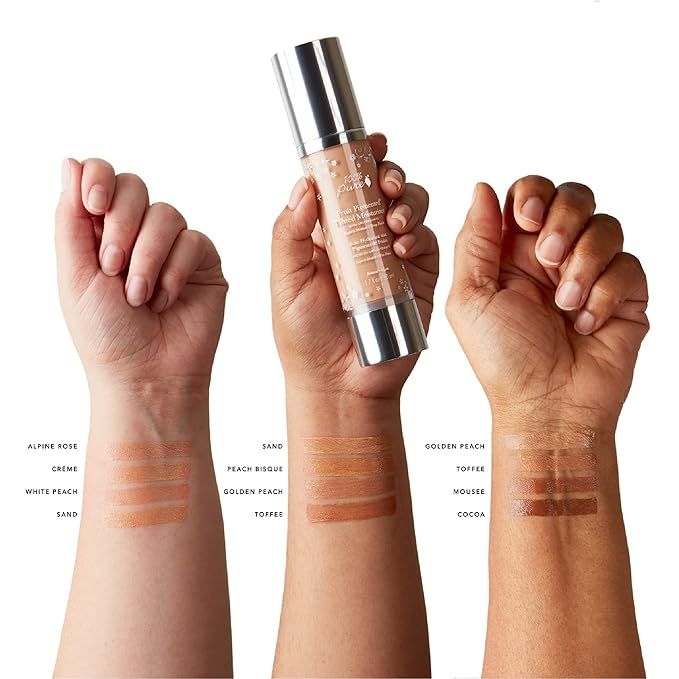 100% PURE Tinted Moisturizer Anti-Aging Face Makeup - Fruit Pigmented Golden Peach Light to Medium Coverage & Dewy Glow - Lightweight Foundation Medium-Tan Skin w/Yellow Undertone - Vegan - 1 Fl Oz-GlimoraGlow