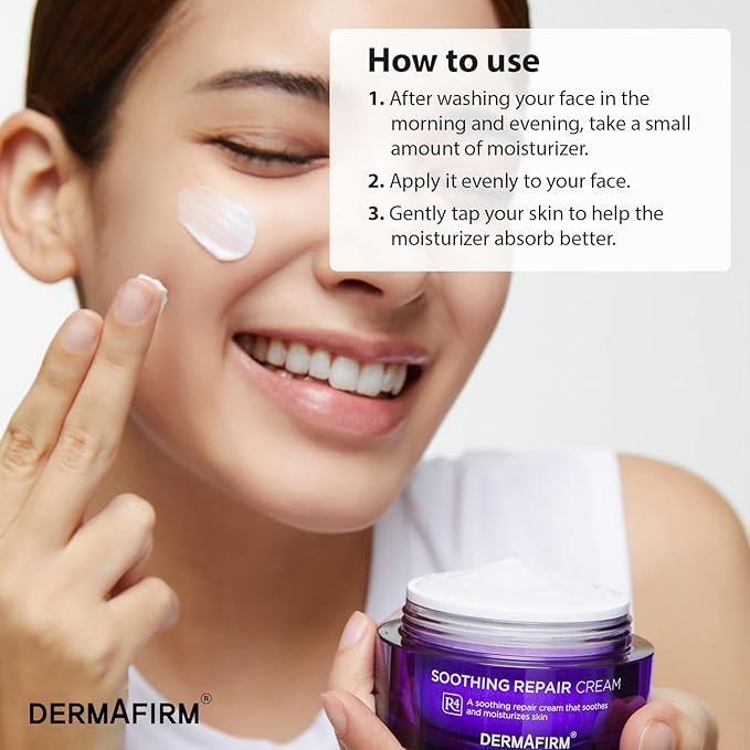 Dermafirm Soothing Repair Hydrating Face Cream R4 | Daily Face Moisturizer Facial Lotion with Eucalyptus, Peptide and Collagen | Gentle for All Skin Types No Animal Trials No Paraben 1.69 fl oz-GlimoraGlow