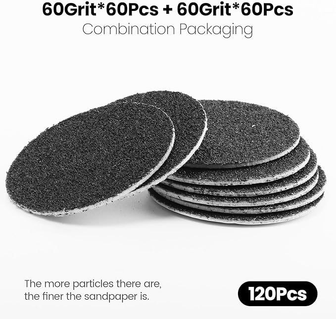 120pcs Replacement Sandpaper Refill Discs for Electric Foot File Callus Remover Tool for Men Women Dead Cracked Hard Skin (60 Grit+60 Grit)-GlimoraGlow