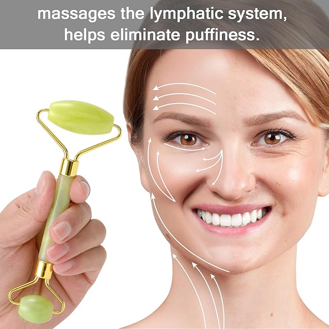 Bulex 100% Natural Jade Face Roller/Anti Aging Jade Stone Massager for Face & Eye Massage - Make Your Face Skin Smoother and Looks Younger-GlimoraGlow