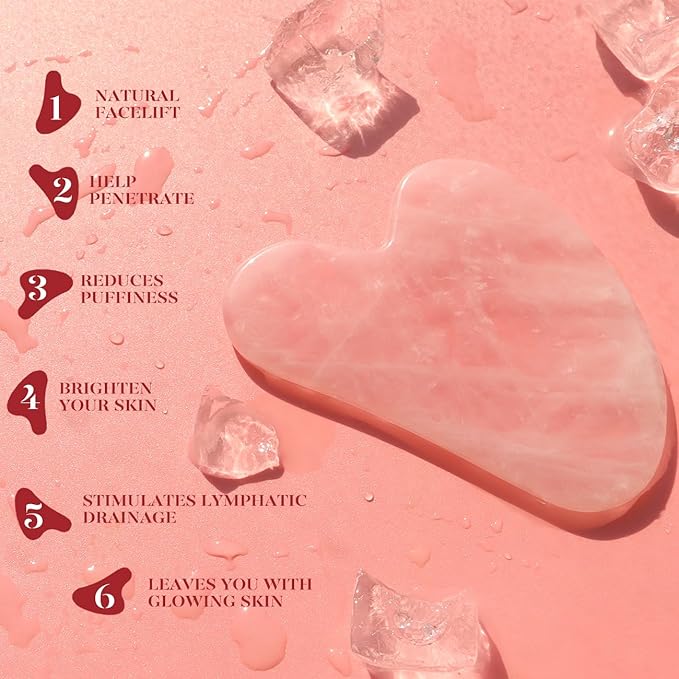 BAIMEI IcyMe Jade Roller & Gua Sha, Face Roller Redness Reducing Skin Care Tools, Self Care Pink Gift for Men Women, Massager for Face, Eyes, Neck, Relieve Fine Lines and Wrinkles - Rose Quartz-GlimoraGlow