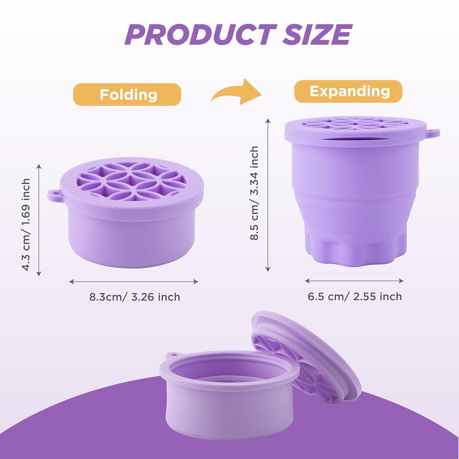 Makeup Brush Cleaner - Foldable Silicone Makeup Brush Cleaner Mat with Brush Storage Holder Makeup Brush Cleaning Bowl Cosmetic Brush Washing Tool for Cleaning Organizer and Drying (Purple and Purple)-GlimoraGlow