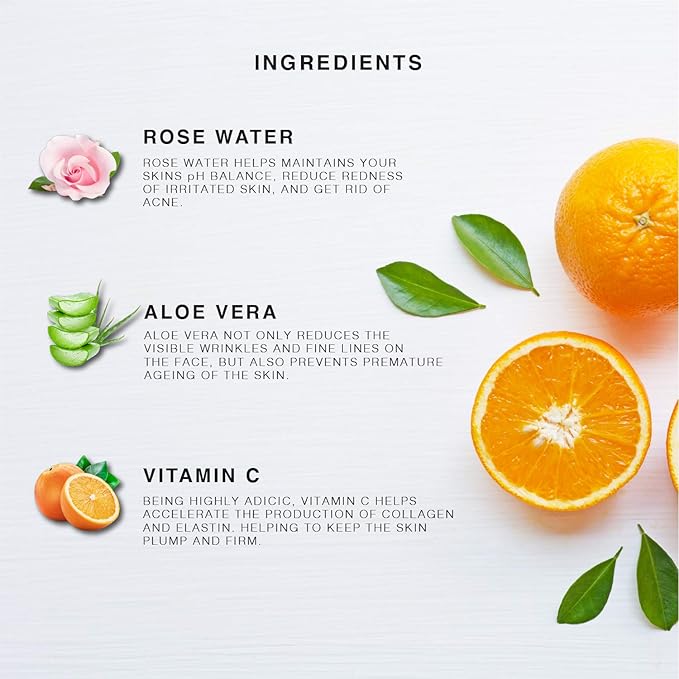 Vitamin-C Face Mist & Setting Spray for All Skin Types - Hyaluronic Acid, Aloe Vera & Rose Water - Skin Brightening, Anti-Aging, Moisturizing, Pore Minimizing - 4 Fl Oz-GlimoraGlow