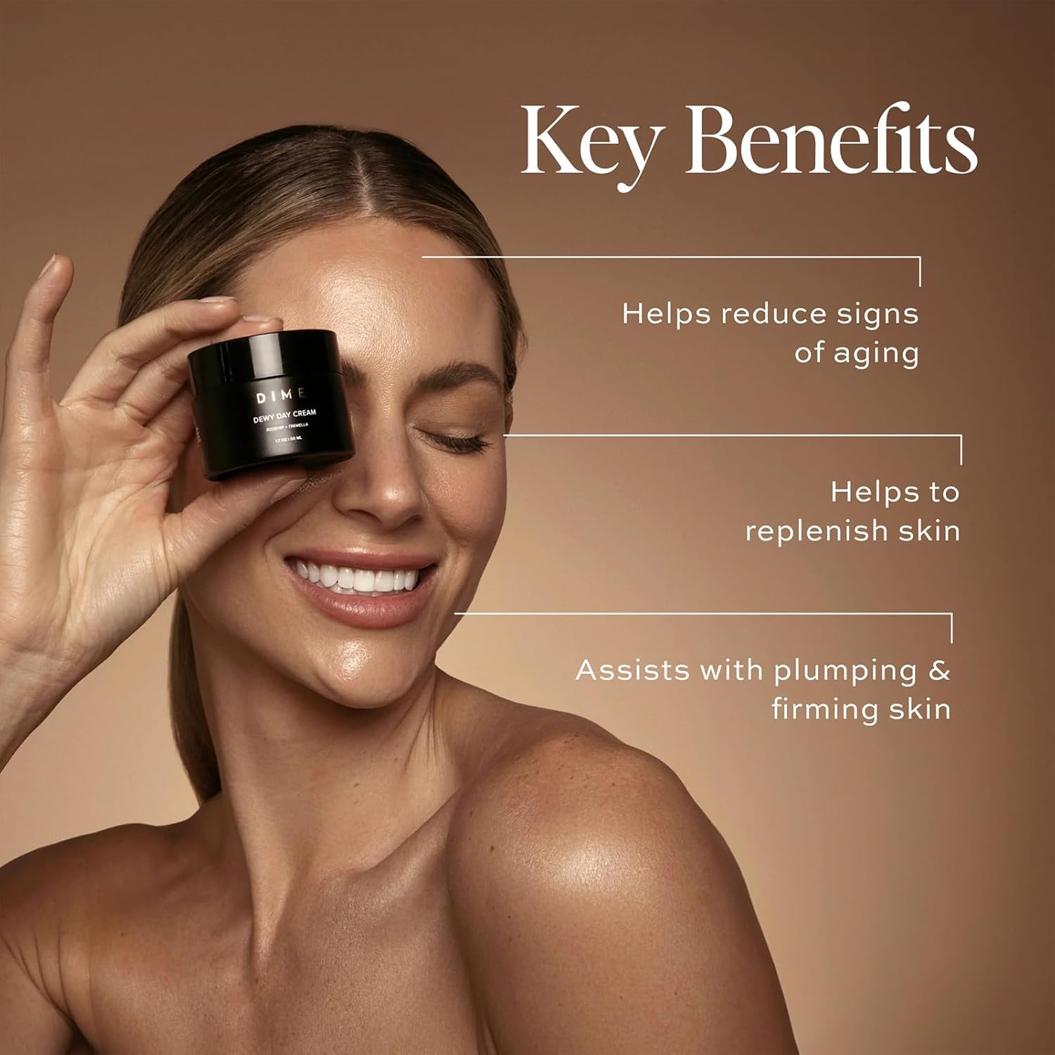 Dime Beauty Dewy Day Cream, Morning Face Moisturizer with Rosehip Oil and Tremella Snow Mushroom, 1.7 oz / 50 ml-GlimoraGlow