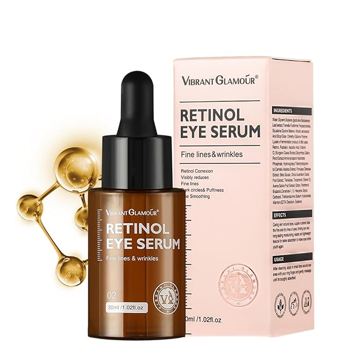 Retinol Eye Serum Anti Aging Under Eye Cream Visibly Reduces Wrinkles Fine Lines in 4-8 Weeks - Tightening Firming with Double Retinol 30ml-GlimoraGlow