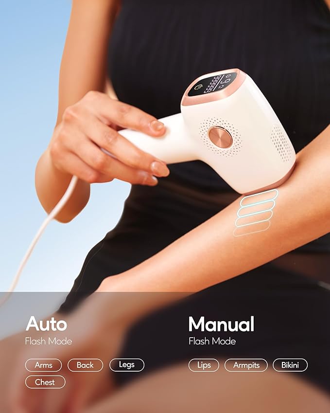 INNZA IPL Hair Removal with Ice Cooling Care Function for Women,Long-Lasting Results,999,999 Flashes Painless IPL Hair Remover, Hair Removal Device for Armpits Legs Arms Bikini Line-GlimoraGlow