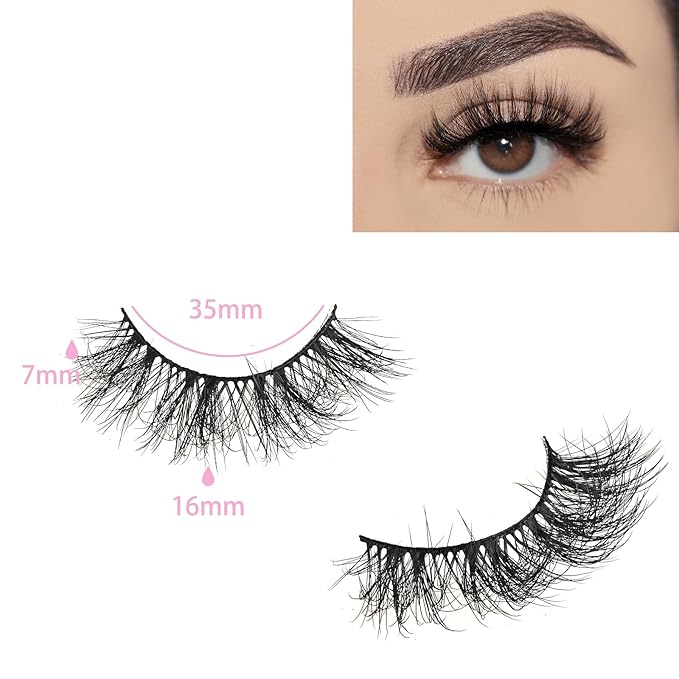 FARRED Fluffy Lashes Natural False Eyelashes Short Wispy Lash Pack 14 Pair Natural Look Cat Eye Strip Eyelash Small Fake Lashes Full Pestañas Sets for MUA and Beginners Daily Makeup (F11 | 7-16mm)-GlimoraGlow