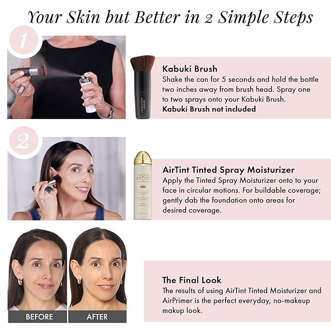 Jerome Alexander MagicMinerals AirTint Tinted Moisturizer AirBrush Spray Light Shade | Tinted Moisturizer Spray with Anti-Aging Ingredients | Warm Bright-GlimoraGlow