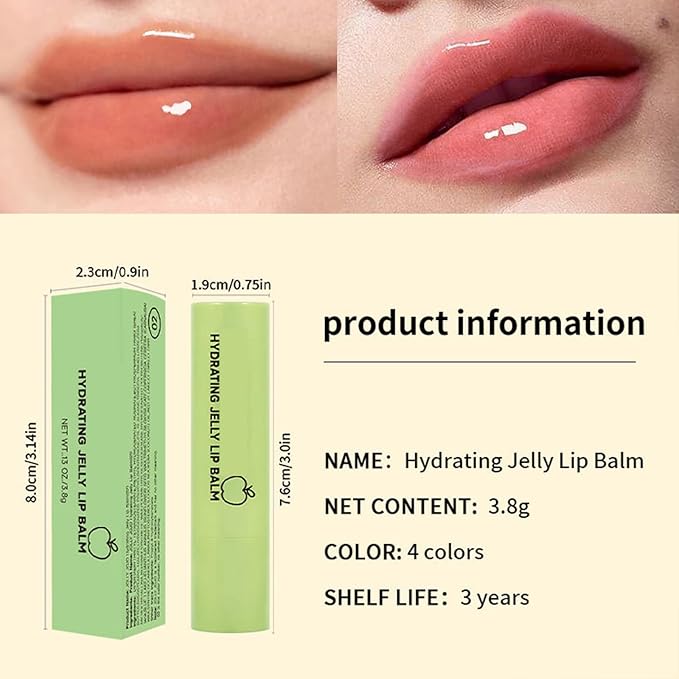 Hydrating Jelly Balm,Tinted Moisturizing Lip Balm For Dry Lips,Instantly Hydrate Lips Conditioning & Nourishing Lip Care Lip Moisturizer Fruit Lip Oil Lip Shine Jelly Lipstick(Strawberry)-GlimoraGlow