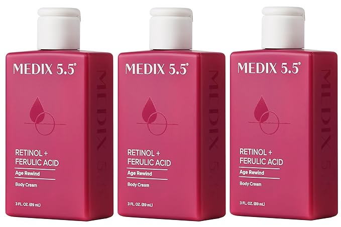 Medix 5.5 Retinol Body Lotion Firming Moisturizer | Crepey Skin Care Treatment | Retinol Body Cream | Firming Cream Targets Look Of Crepe Skin, Wrinkles, & Sagging, 3 Fl Oz Travel Size, 3-Pack-GlimoraGlow