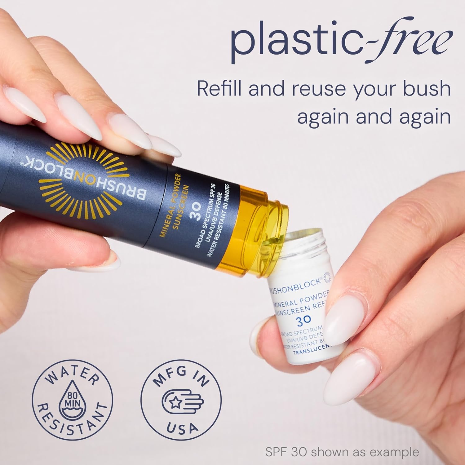 Brush On Block Mineral Sunscreen Powder Refill, Natural Broad-Spectrum SPF 50, Safe for Sensitive Skin, UVA UVB Face Protection, Reef Friendly (Translucent - Refill)-GlimoraGlow