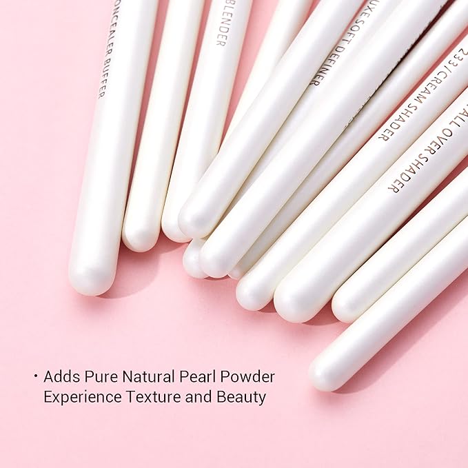 Jessup Small Eye Makeup Brush Set Professional 15pcs White/Silver Premium Natural-synthetic Eye Shadow Blending Concealer Eye & Brow Liner Brushes, T237-GlimoraGlow