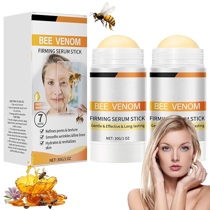 Bee Venom Firming Serum Stick, 2PCS Anti-Aging Face Cream, Lifts and Tightens the Skin, Hydrating, Lifting & Restoring Skin Elasticity, Bee Venom Body Tightening Cream for Women & Men-GlimoraGlow