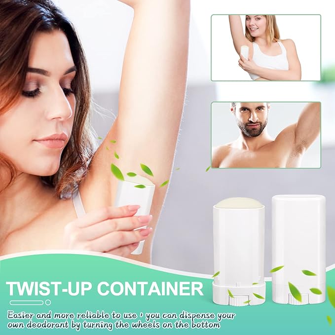 15ml Travel Deodorant Containers,Top-Fill,Empty Plastic Oval Lip Balm Tubes for Chapstick,Lip Balm,Lotion Bar Sticks,Salve,Homemade Solid Lotion,Sample Size Deodorant-30 Pack,White-GlimoraGlow