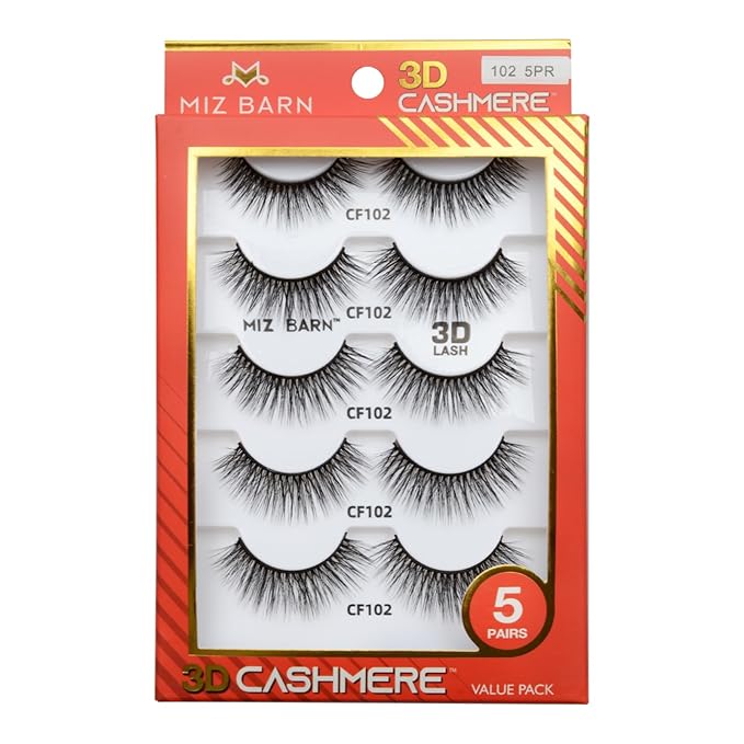 Miz Barn Lashes 5 Pairs Cat Eyes Wispy Lightweight Natural 3D Cashmere Soft Long Extension Eyelashes Pack Handmade Luxurious Volume Fluffy False Eyelashes (CF102)-GlimoraGlow