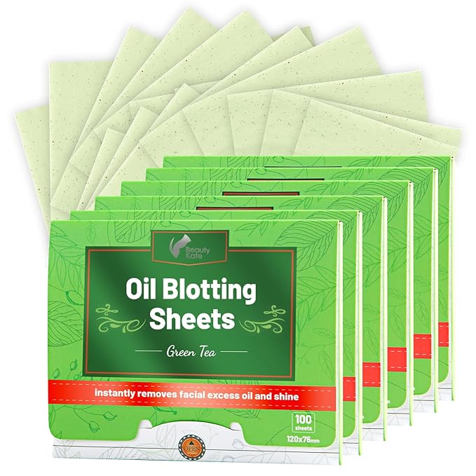 Oil Blotting Sheets for Face - Green Tea,26% Larger,6pk/600 Natural Blotting Paper for Oily Skin,Makeup Friendly Oil Absorbing Sheets,Easy To Grab One-GlimoraGlow
