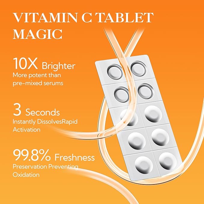 LANBENA Revolutionary Vitamin C Tablets Serum for Face, Illuminating Fcae Serum With Niacinamide, Brightening Anti-Aging Essence for Sensitive Skin, Non-Greasy, Reduces Dark Spots & Wrinkles (1.05 Oz)-GlimoraGlow