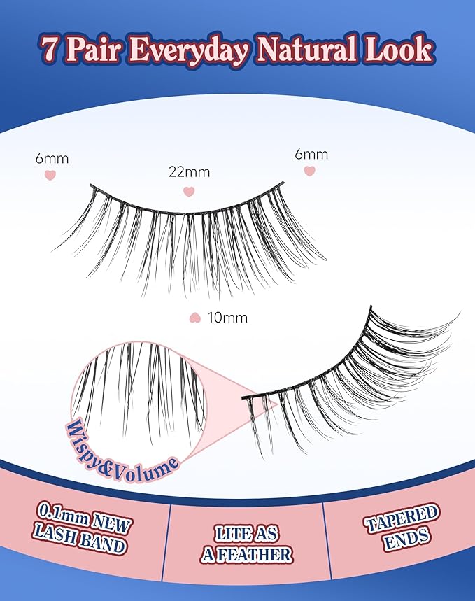 3/4 Lashes Half Natural Wispy Eyelashes Flared Corner Eyelashes False CatEye Lash Half Small Eyelash 7 Pairs D47-GlimoraGlow