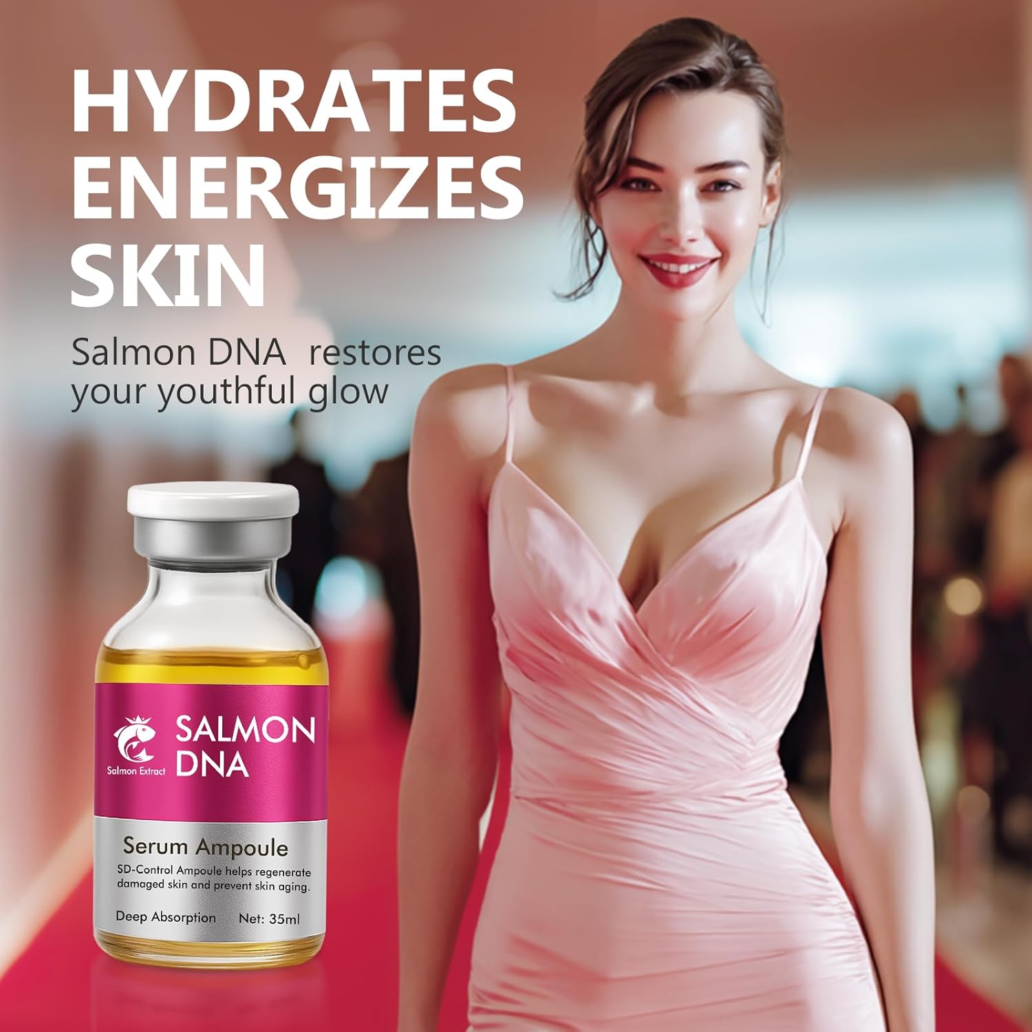 Salmon DNA Ampoule, Microneedling Serum, Anti-Wrinkle & Scar Removal for Face and Body, Salmon DNA Serum Ampoule Anti-wrinkle and Enhance Barrier Function-GlimoraGlow