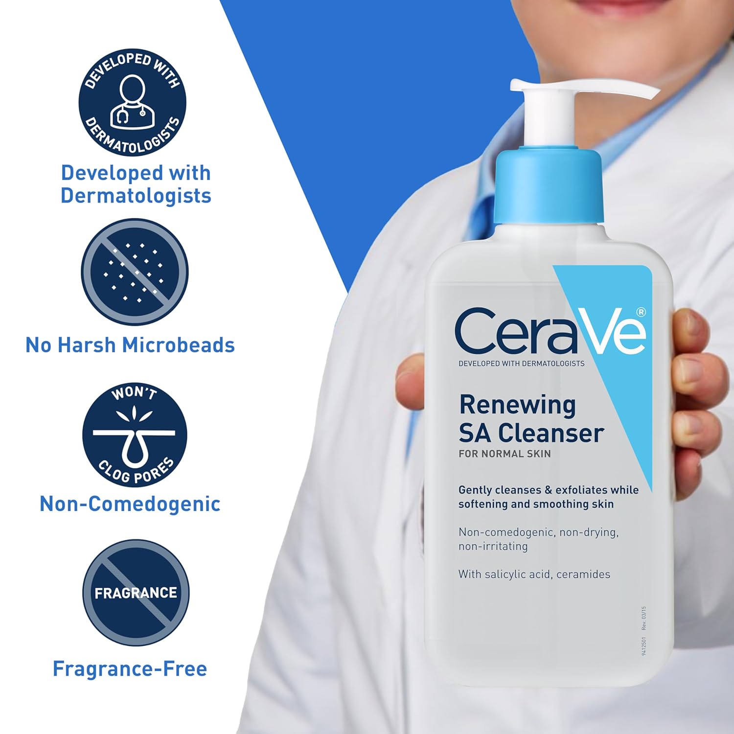 CeraVe Renewing Salicylic Acid Cleanser, Formulated With Hyaluronic Acid, Niacinamide, & Ceramides, Gentle BHA Exfoliating Face Wash Smooths & Softens Skin, Non Comedogenic & Fragrance Free, 8 Ounce-GlimoraGlow