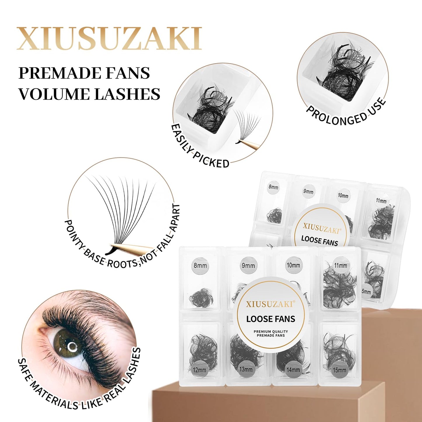 Premade Fans Eyelash Extensions 600 Fans 10D Volume Lash Extensions 0.05 Thickness Eyelash Extension D Curl Premade Lash Fans Mix 8-15mm Fluffy Soft Handmade Loose Fan(600Fans-10D-0.05-D,8-15mm)-GlimoraGlow