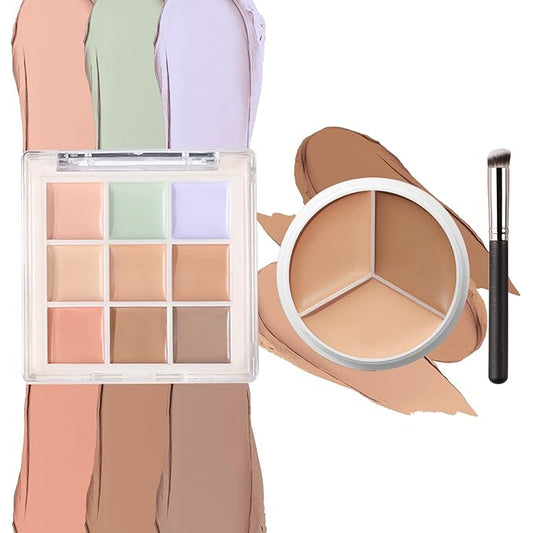 12 Colors Correcting Concealer Palette Kit with Brush,Cream Makeup Contour Palette for All Skin Type,Color Corrector Concealer Foundation Palette for Conceals Dark Circles & Blemish-GlimoraGlow