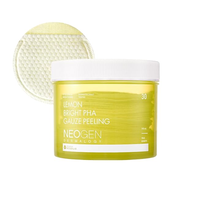 NEOGEN Lemon PHA Gauze Peeling Pads (30 pads) - Exfoliating Peeling Pad with AHA, BHA, PHA, LHA & Lemon & Glutathione & Niacinamide - Korean Skin Care-GlimoraGlow