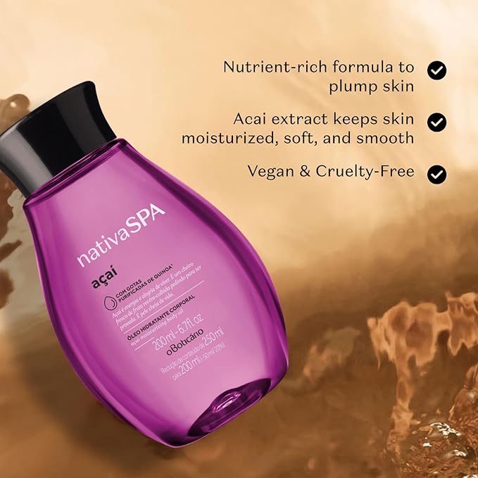 Nativa SPA by O Boticário, Açaí Body Oil, Scented Moisturizer, 6.8 Ounce-GlimoraGlow