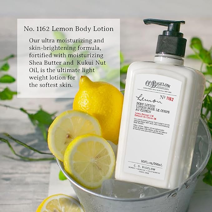 C.O. Bigelow Lemon Body Lotion, Moisturizing Body Lotion for Dry Skin with Shea Butter & Lemon Extract, 10 Fl Oz-GlimoraGlow