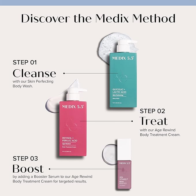 MEDIX 5.5 Body Scrub Skin Care Glycolic Acid Exfoliating Body Cleanser KP Bump Eraser | AHA + Lactic Acid Anti Aging All Skin Type Wash | Keratosis Pilaris & Acne | Body & Face Wash Exfoliate, 2-Pack-GlimoraGlow