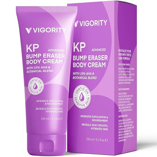 Vigority Keratosis Pilaris Treatment Cream with Lactic Acid – KP Body Bump Exfoliating Moisturizer for Rough, Bumpy, Dry & Flakey Skin, Strawberry Legs – 5.1 Oz-GlimoraGlow