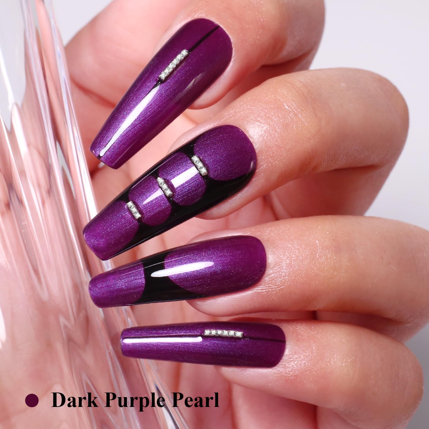Imtiti Glitter Gel Nail Polish, Dark Purple Pearl Glitter Nail Gel Polish Diamond Shimmer Sparkle Soak Off UV LED Spring Summer Manicure 10ML-GlimoraGlow
