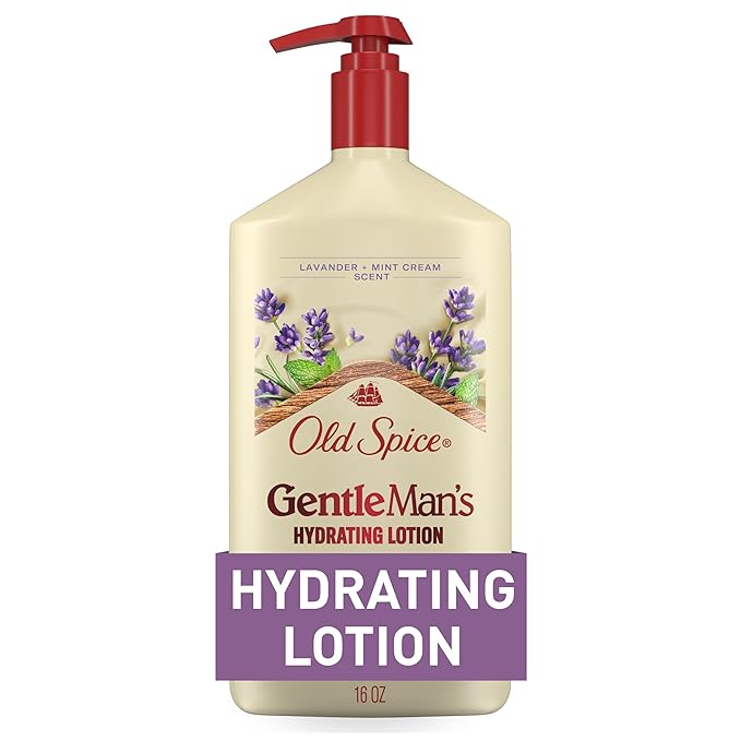 Old Spice Hand, Face & Body Lotion for Men, 24/7 Lightweight Moisturization with Vitamin B3, Instant Absorption, For All Skin Types, Lavender + Mint Cream Scent, 16 oz-GlimoraGlow