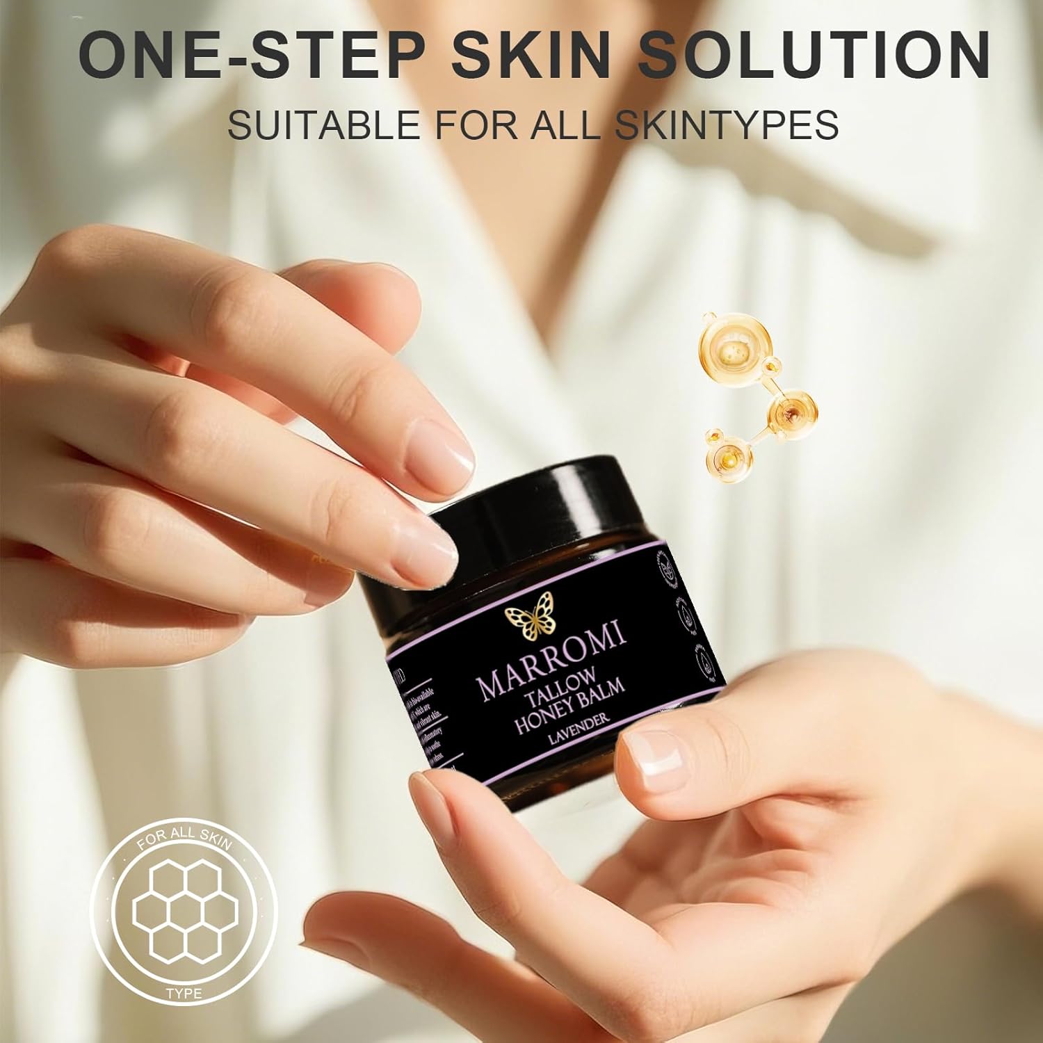 Marromi Beef Tallow for Skin, Tallow Honey Balm, Organic Grass-Fed Beef Tallow Balm with Raw Honey, Natural Soothing Moisturizing (Lavender scent)-GlimoraGlow