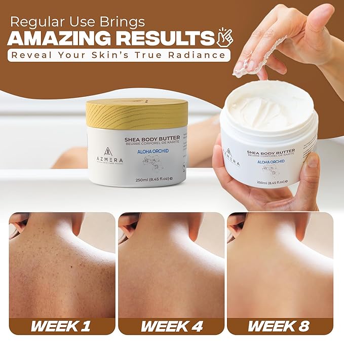 AZMERA Handcrafted Whipped Shea Body Butter – Luxurious Orchid Scented Moisturizer for Dry, Sensitive Skin with Argan Oil & Vitamin E – Vegan, Non-Greasy Skincare – 8.82 oz-GlimoraGlow