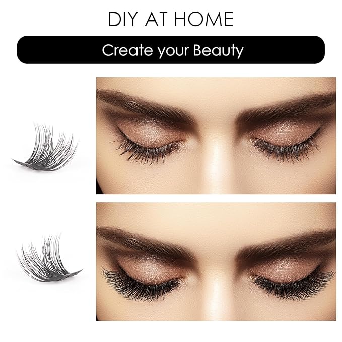 Lash Clusters 144 Pcs Individual Lashes Clusters Eyelash Extensions False Eyelashes DIY Lash Extension Reusable False Eyelashes Natural Look Mix 10-16mm C D Curl-DM27-GlimoraGlow