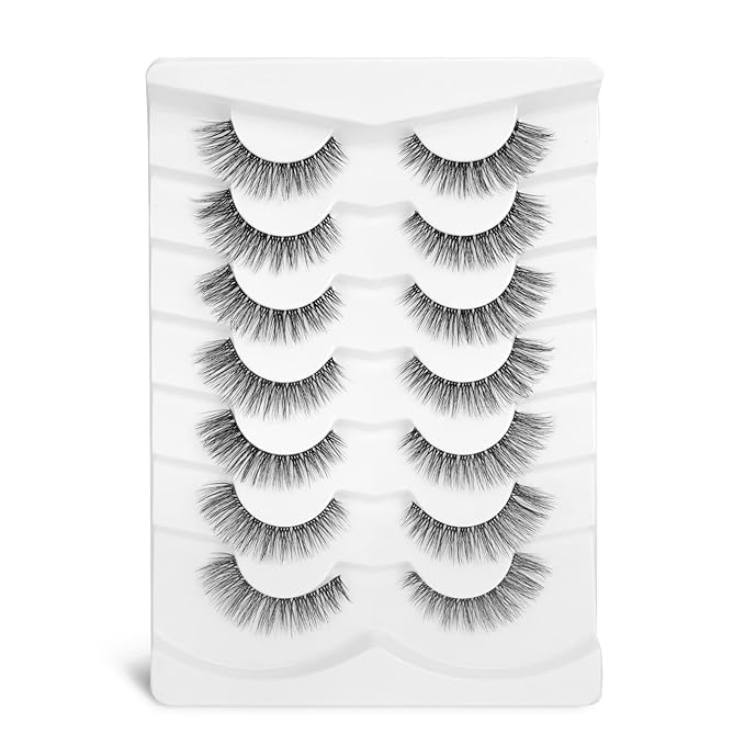 Onlyall Natural Eyelashes Mink False Eyelashes Natural Wispy Lashes Soft Clear Band Lashes Fluffy False Lashes 14MM A11-GlimoraGlow