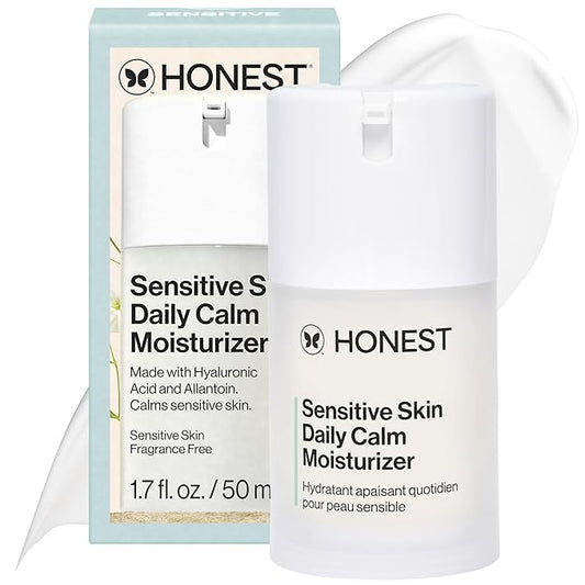Honest Beauty Sensitive Skin Daily Calm Lightweight Moisturizer | Reduces Redness, Hydrates, + Calms Skin | Hypoallergenic, Fragrance Free, Vegan | 1.7 fl oz-GlimoraGlow