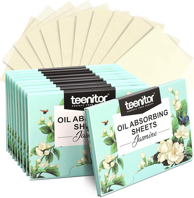 Teenitor Oil Absorbing Sheets for Face, 1000 Sheets Jasmine Oil Blotting Paper for Oily Skin, Natural Oil Control Film Oil Blotting Sheets for Face Men Women, Face Oil Sheets-GlimoraGlow